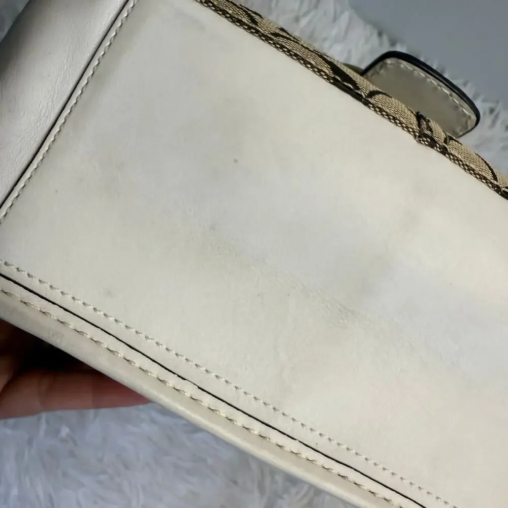 y2k COACH 2007 Bleeker 11434 Brown Bone Canvas Flap Shoulder Bag